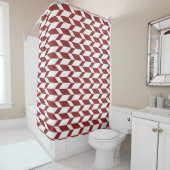 Rideaux De Douche Flèche Chevron Gras Deux Tons Blancs Rouge (En situation)