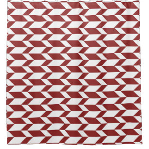 Rideaux De Douche Flèche Chevron Gras Deux Tons Blancs Rouge