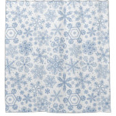 Rideaux De Douche Fléchettes de neige grises sur blanc (Devant)
