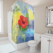 Rideaux De Douche Fleur Abstraite d'Hibiscus (En situation)