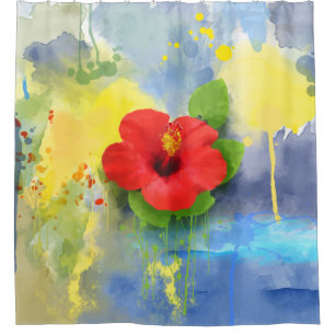Rideaux De Douche Fleur Abstraite d'Hibiscus
