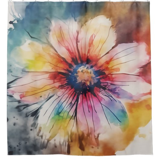 Rideaux De Douche Fleur aquarelle (Devant)