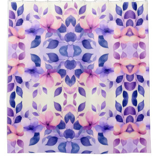 Rideaux De Douche Fleur aquarelle violet et rose