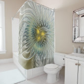 Rideaux De Douche Fleur argentée dorée Fantastique art fractal abstr (En situation)