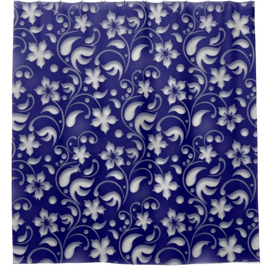 Rideaux De Douche Fleur blanche avec arrière - plan bleu (Devant)