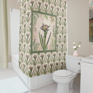 Rideaux De Douche Fleur botanique Dusty Pink Green Fig Marigold