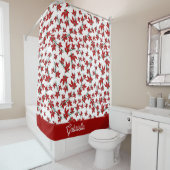 Rideaux De Douche Fleur botanique rouge de Noël (En situation)