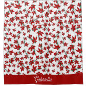 Rideaux De Douche Fleur botanique rouge de Noël (Devant)