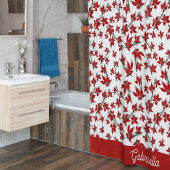 Rideaux De Douche Fleur botanique rouge de Noël