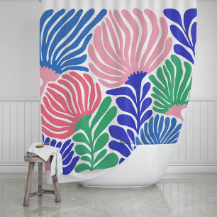 Rideaux De Douche Fleur botanique tropicale abstraite audacieuse