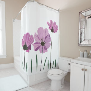 Rideaux De Douche Fleur Cosmos Violet Fleur Rose