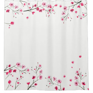 Rideaux De Douche Fleur d'arrosage de fleurs roses de cerisiers en f