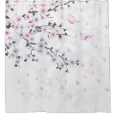 Rideaux De Douche Fleur de cerisier blanc rose pâle (Devant)