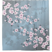 Rideaux De Douche Fleur de cerisier bleu rose pâle (Devant)
