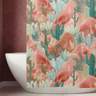 Rideaux De Douche Fleur de désert de Blush Canyon Aquarelle