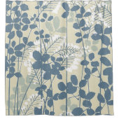 Rideaux De Douche Fleur de feuille bleue asiatique japonaise (Devant)