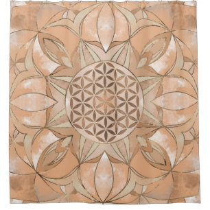 Rideaux De Douche Fleur de la vie Aquarelle douce pêche