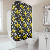 Rideaux De Douche Fleur De Lis Blanc Jaune (En situation)