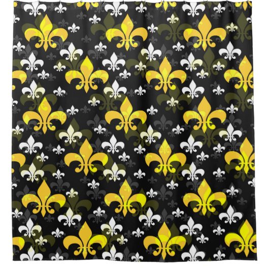 Rideaux De Douche Fleur De Lis Blanc Jaune (Devant)