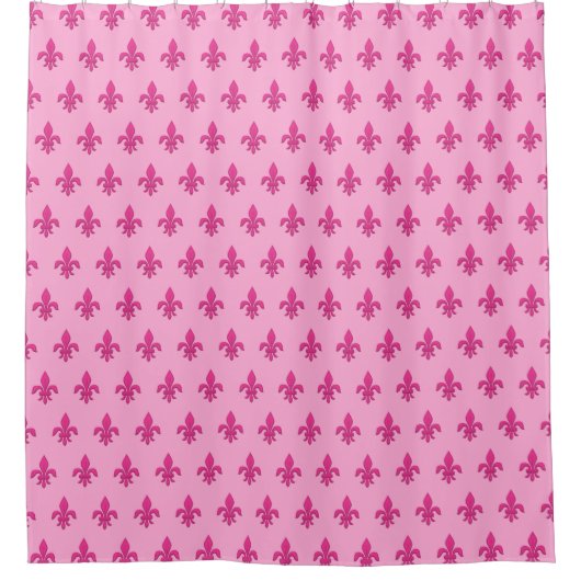 Rideaux De Douche Fleur de Lis dans le rose fuchsia sur rose-clair (Devant)
