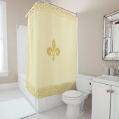 Rideaux De Douche Fleur_de_Lis Fleur & Gold Confetti sur Golden (En situation)