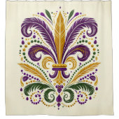 Rideaux De Douche Fleur de lis jaune et vert violet (Devant)