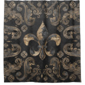 Rideaux De Douche Fleur de lis ornement de luxe - Marbre noir (Devant)