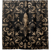 Rideaux De Douche Fleur de lis ornement noir et or (Devant)