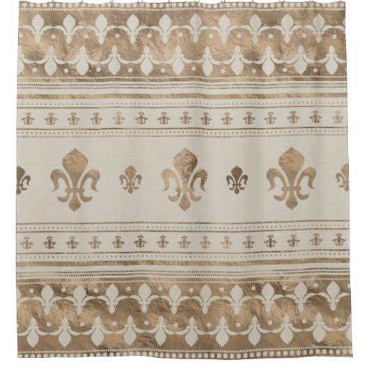 Rideaux De Douche Fleur de lis Pastel Gold (Devant)