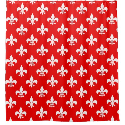 Rideaux De Douche Fleur de lis rouge blanc (Devant)