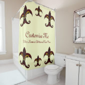 Rideaux De Douche Fleur de Lis Rouge/Or (En situation)