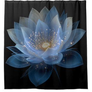 Rideaux De Douche Fleur de Lotus Ethereal - Floral noir bleu