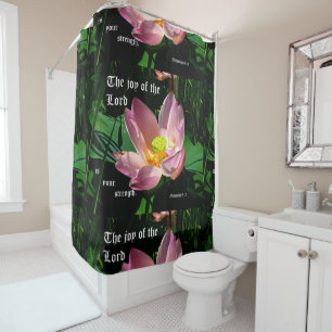 Rideaux De Douche Fleur de lotus Nehemiah 8:10