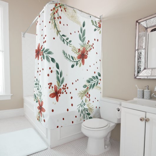Rideaux De Douche Fleur de Noël (En situation)