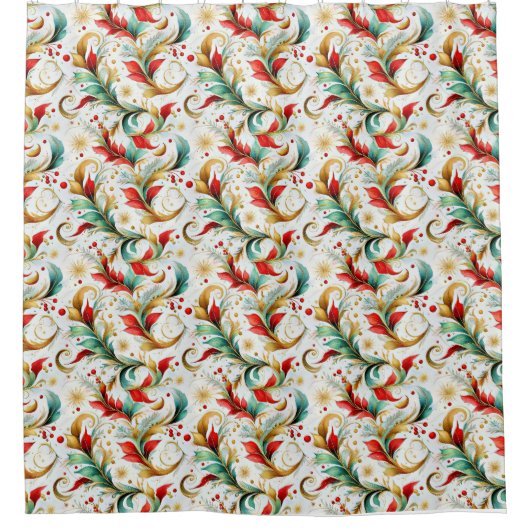 Rideaux De Douche Fleur de Noël torride (Devant)
