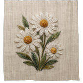 Rideaux De Douche Fleur de Pâquerette Brodée (Devant)