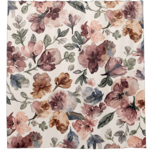 Rideaux De Douche Fleur de Prunier Aquarelle Jardin Botanique Moody