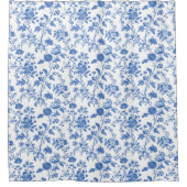 Rideaux De Douche Fleur de Toile Bleu Blanc (Devant)