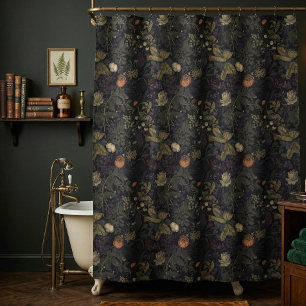 Rideaux De Douche Fleur de William Morris sombre et vintage