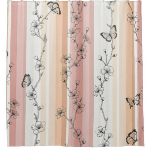Rideaux De Douche Fleur d'Élégant Papillon (11)
