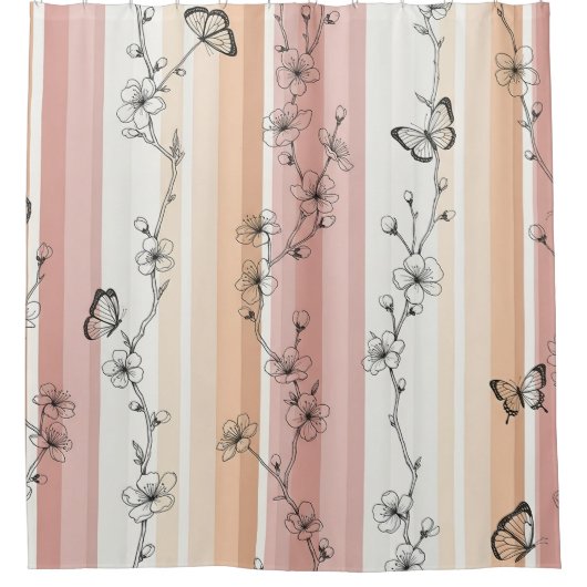 Rideaux De Douche Fleur d'Élégant Papillon (11) (Devant)