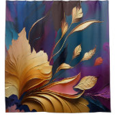 Rideaux De Douche Fleur dorée – Composition florale abstraite (Devant)