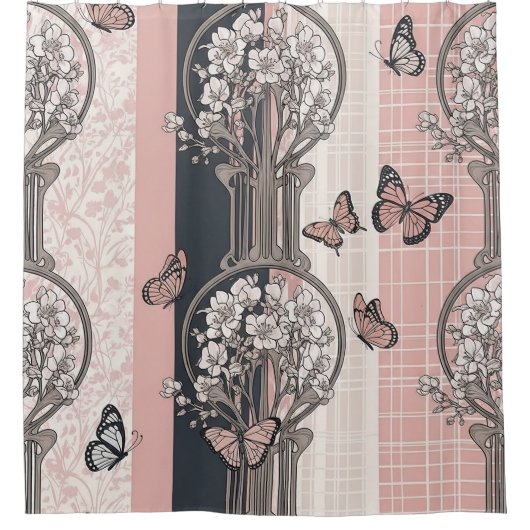 Rideaux De Douche Fleur Élégante de Papillon (8) (Devant)