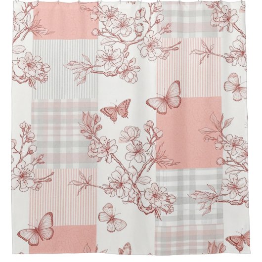Rideaux De Douche Fleur Élégante de Papillon (9) (Devant)