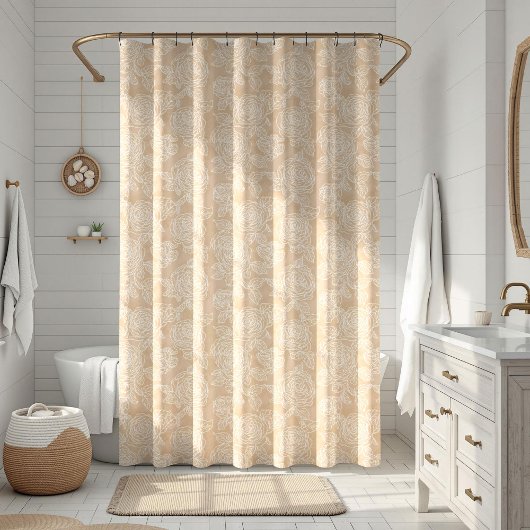Rideaux De Douche Fleur Élégante de Rose Blanche