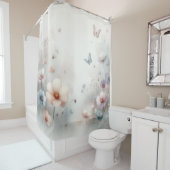 Rideaux De Douche Fleur et Papillon (En situation)