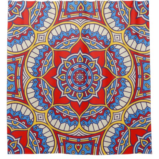 Rideaux De Douche Fleur ethnique, motif bohème sans soudure. (Devant)