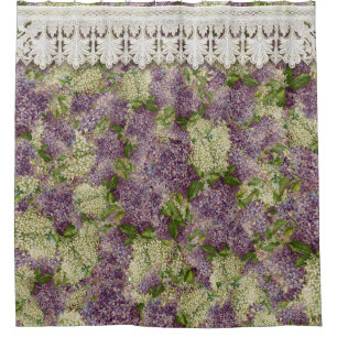Rideaux De Douche Fleur florale de dentelle vintage assez élégante