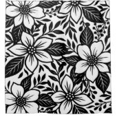 Rideaux De Douche Fleur florale moderne noire et blanche en gras  (Devant)