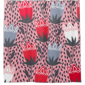 Rideaux De Douche Fleur folk moderne rose gris blanc Pays (Devant)